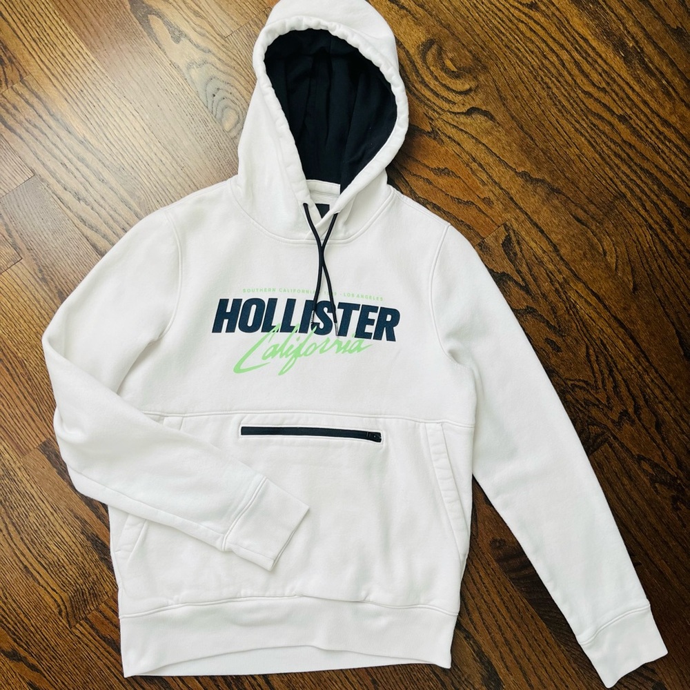🎈Hollister Men hoodie White sweatshirt M